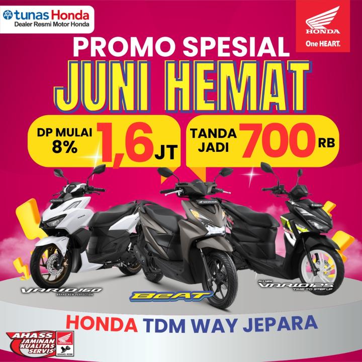 Promo Spesial Juni Hemat, Honda TDM Way Jepara Tawarkan DP Mulai Rp1,6 Juta